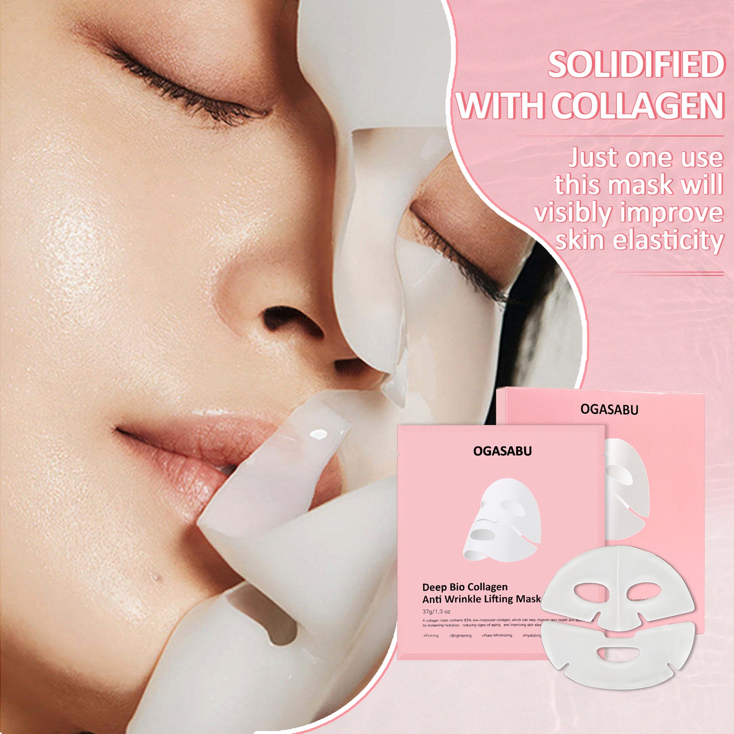 OGASABU Deep Bio Collagen Anti Wrinkle Lifting Mask 5pcs | THE ORIGINAL OVERNIGHT COLLAGEN MASK