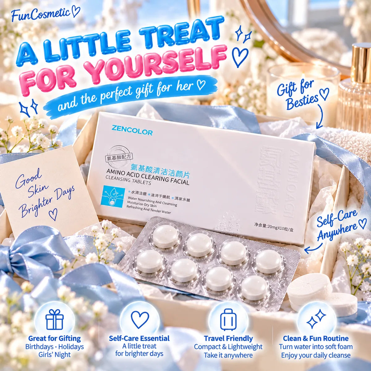 Facial Cleansing Tablets – Water-Activated Amino Acid Face Wash