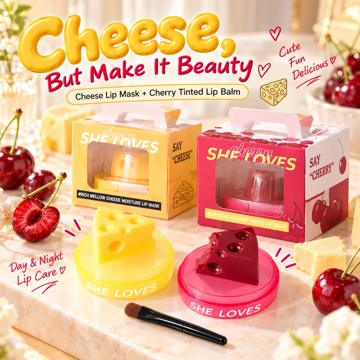 Cheese-Shaped Lip Mask & Tinted Lip Balm