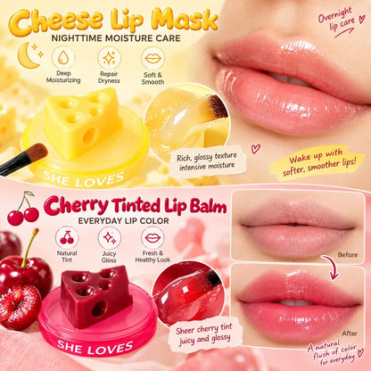 Cheese-Shaped Lip Mask & Tinted Lip Balm