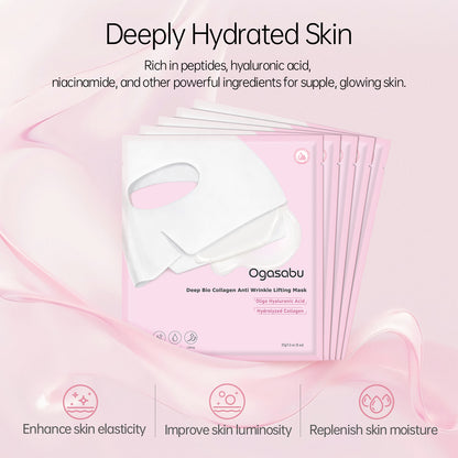 【OGASABU】 Deep Bio Collagen Anti Wrinkle Lifting Mask 5pcs | THE ORIGINAL OVERNIGHT COLLAGEN MASK