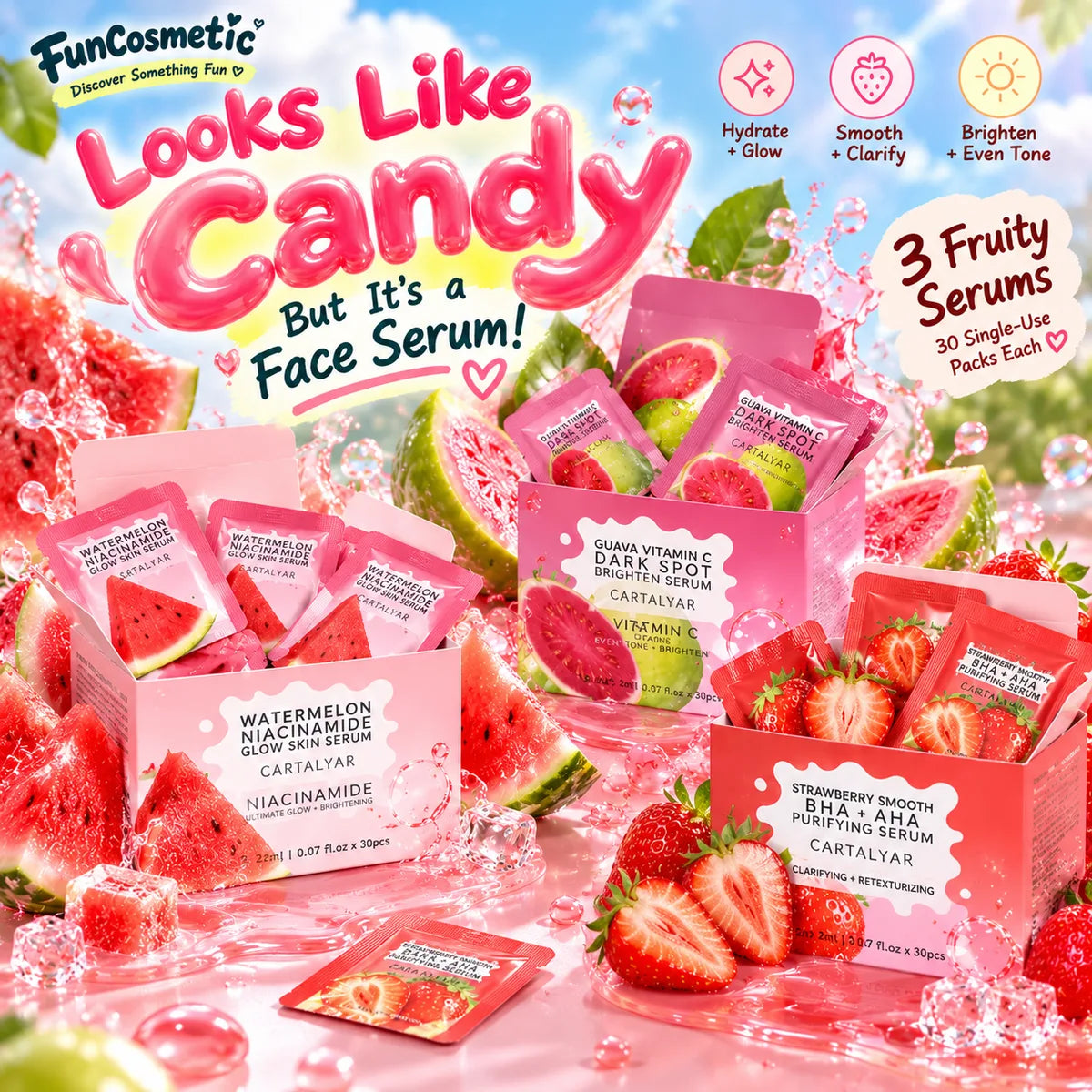 Fruity Single-Use Face Serum Packs
