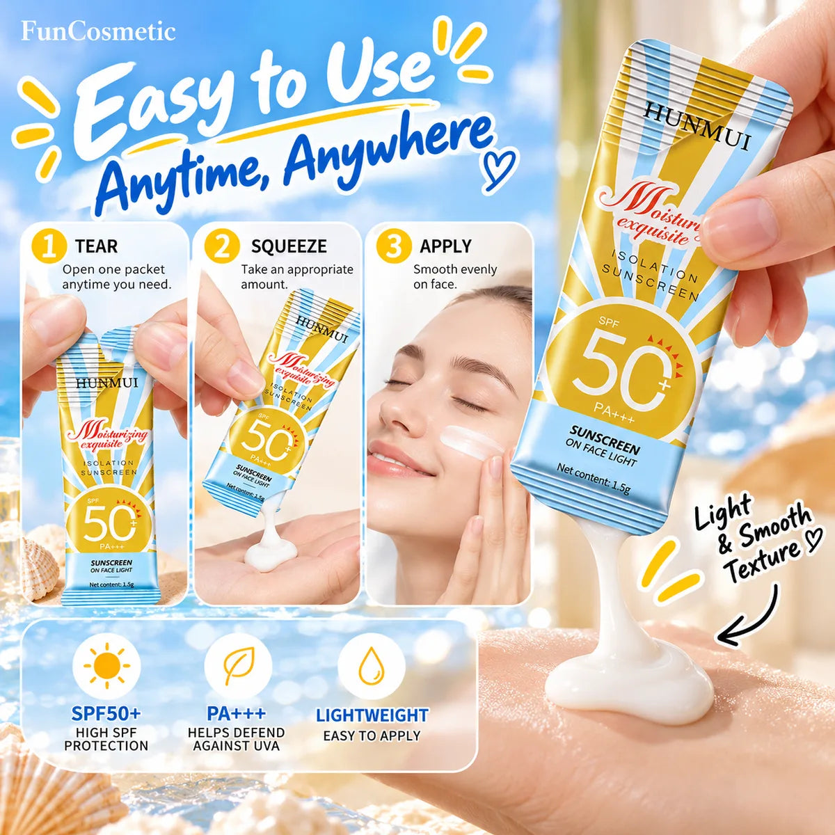 On-the-Go SPF 50+ Sunscreen Packets – 30 Pack